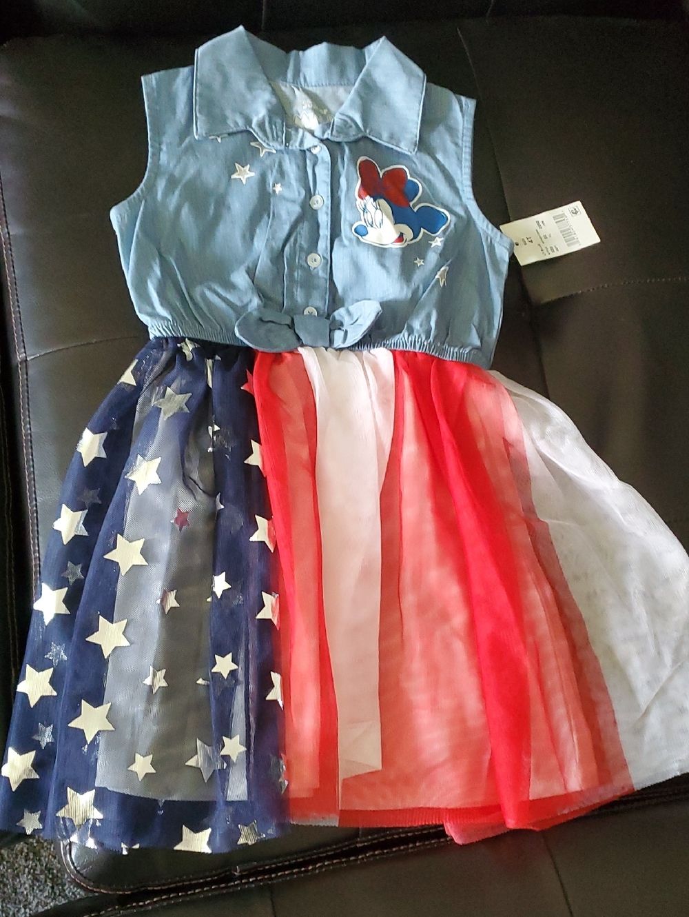 Disney Red White Blue Star Spangled Chambray Dress